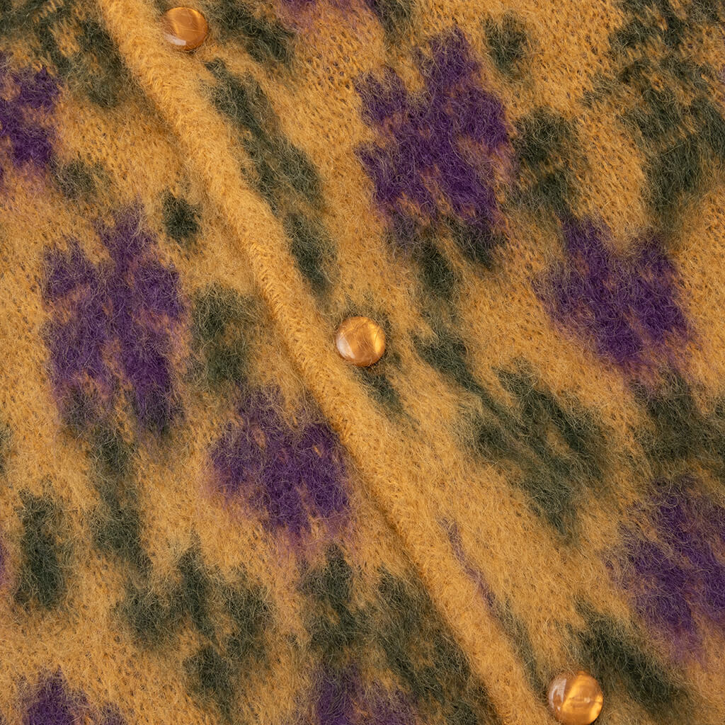 Mohair Cardigan Flower Yellow