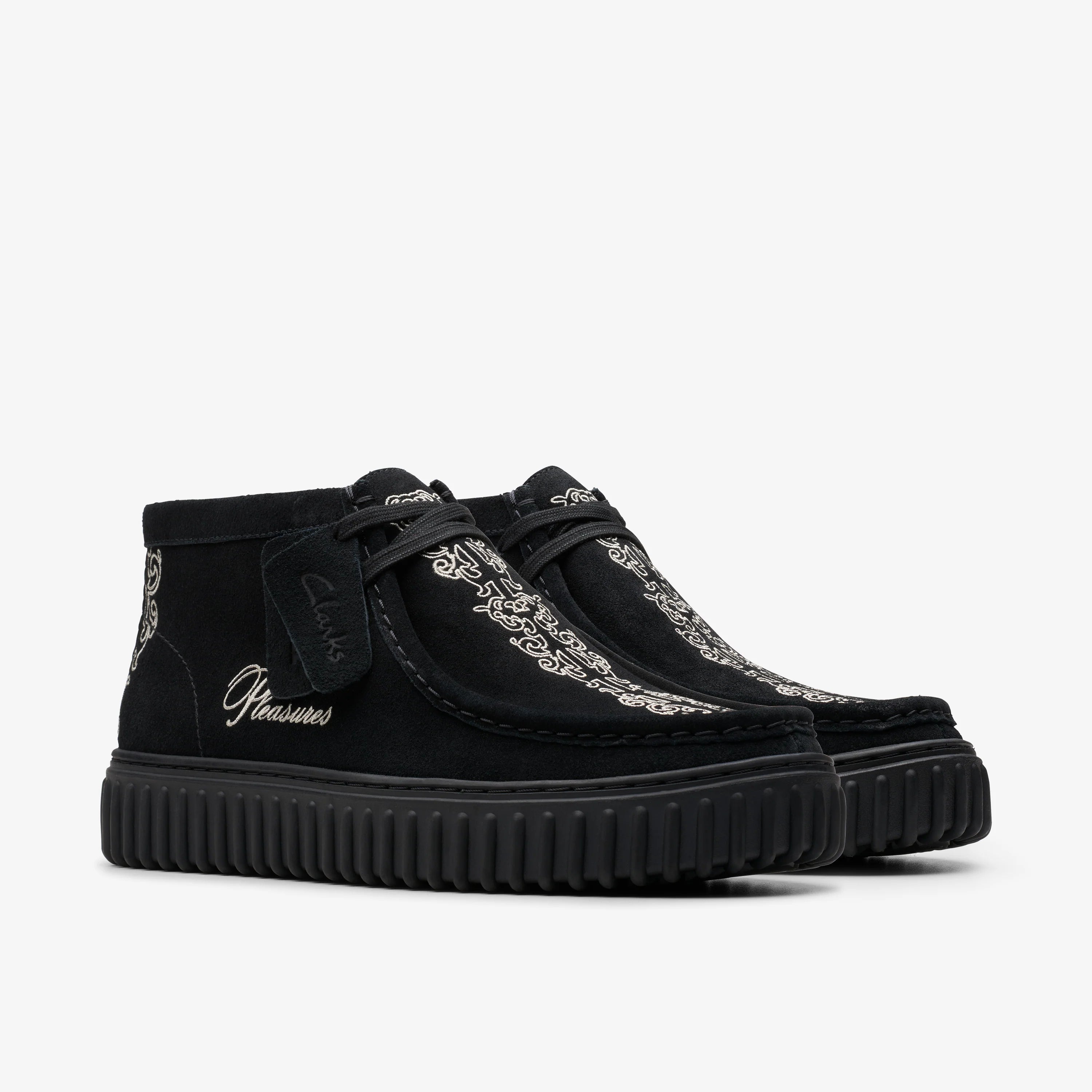 CLARKS X PLEASURES TORNHILL WOVEN BLACK SUEDE
