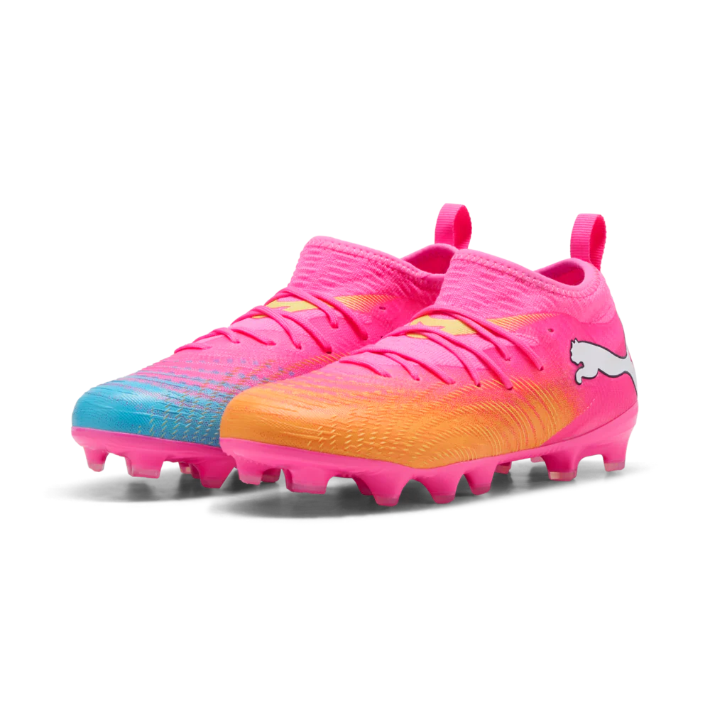 PUMA Future 9 Match FG AG Firm Ground Artificial Ground Youth Soccer Cleats Pink Aqua White