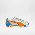 PUMA Evopower 12 FG Firm Ground Soccer Cleats White Orange Clownfish Electric Blue Lemonade