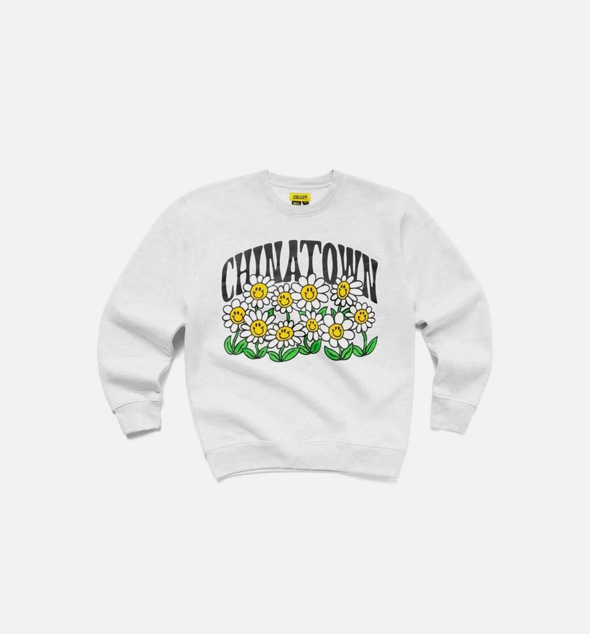 Smiley Flower Power Crewneck Mens Crew Grey