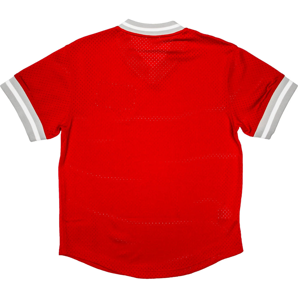 V Neck Mesh Nice Kicks Shirt Red White