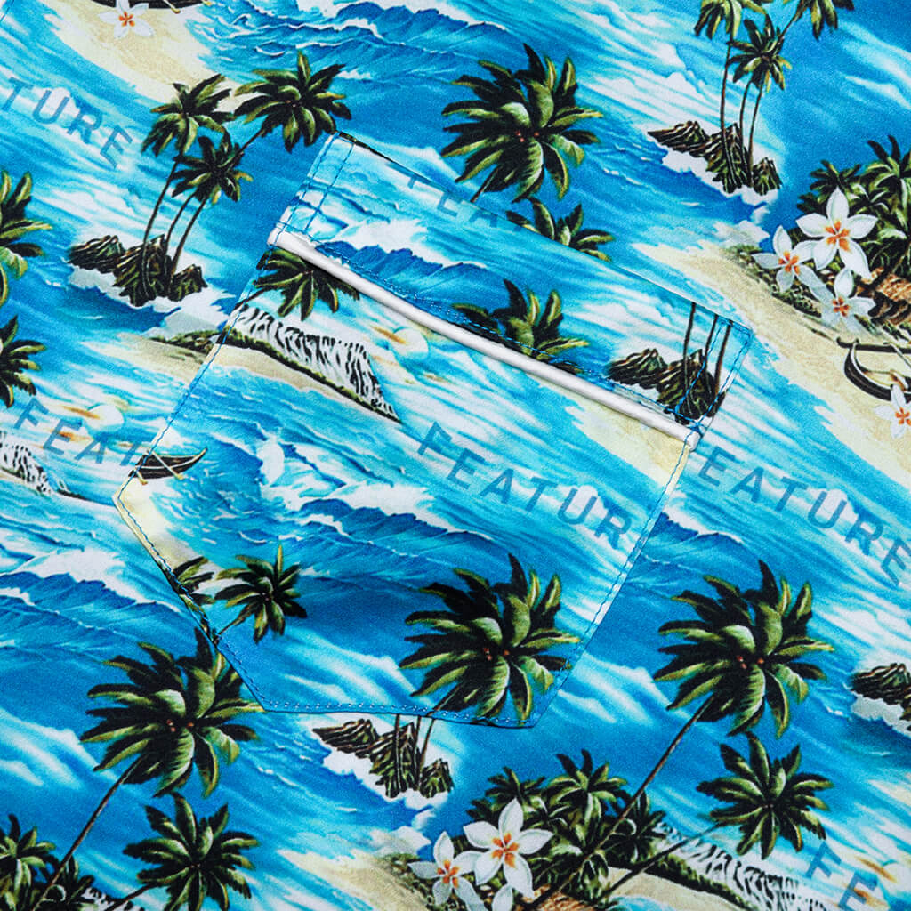 Hitchcock Hawaiian Silk Shirt Blue