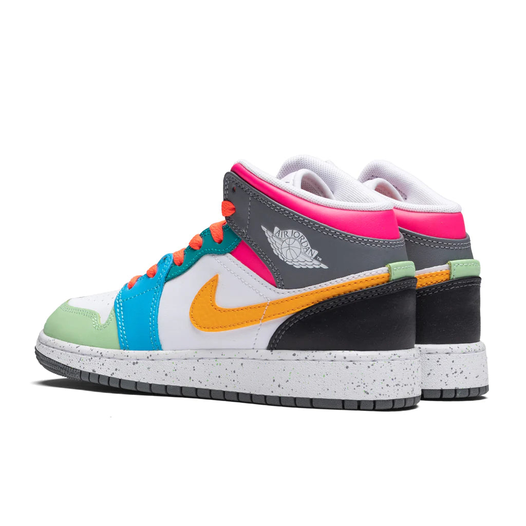 Air Jordan 1 Mid SE GS White Taxi Dark Shadow Hyper Pink