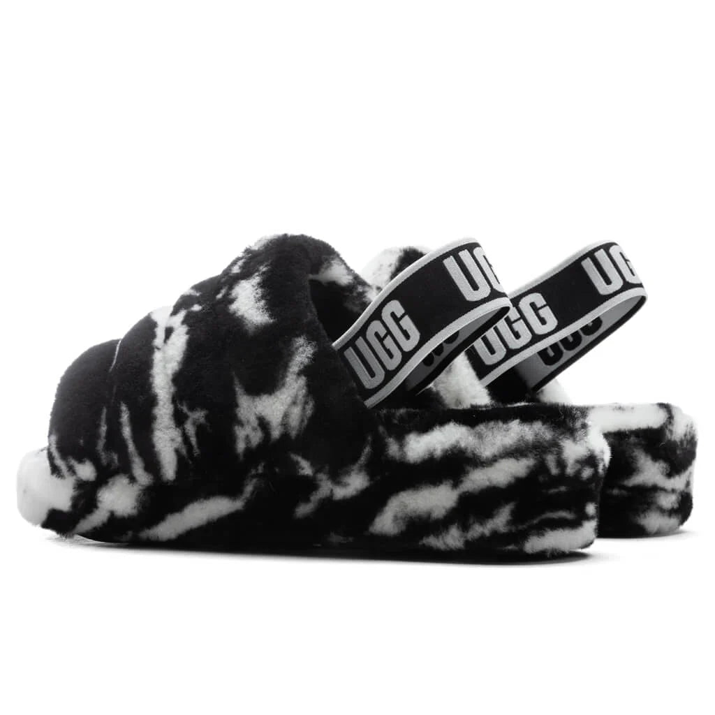 Womens Fluff Yeah Slide Marble Black