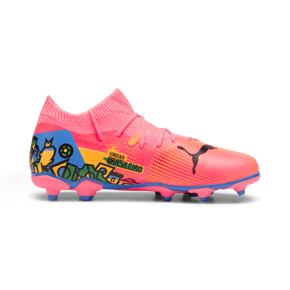 PUMA Future 7 Match Neymar JR FG AG Junior Soccer Cleats Sunset Glow Black