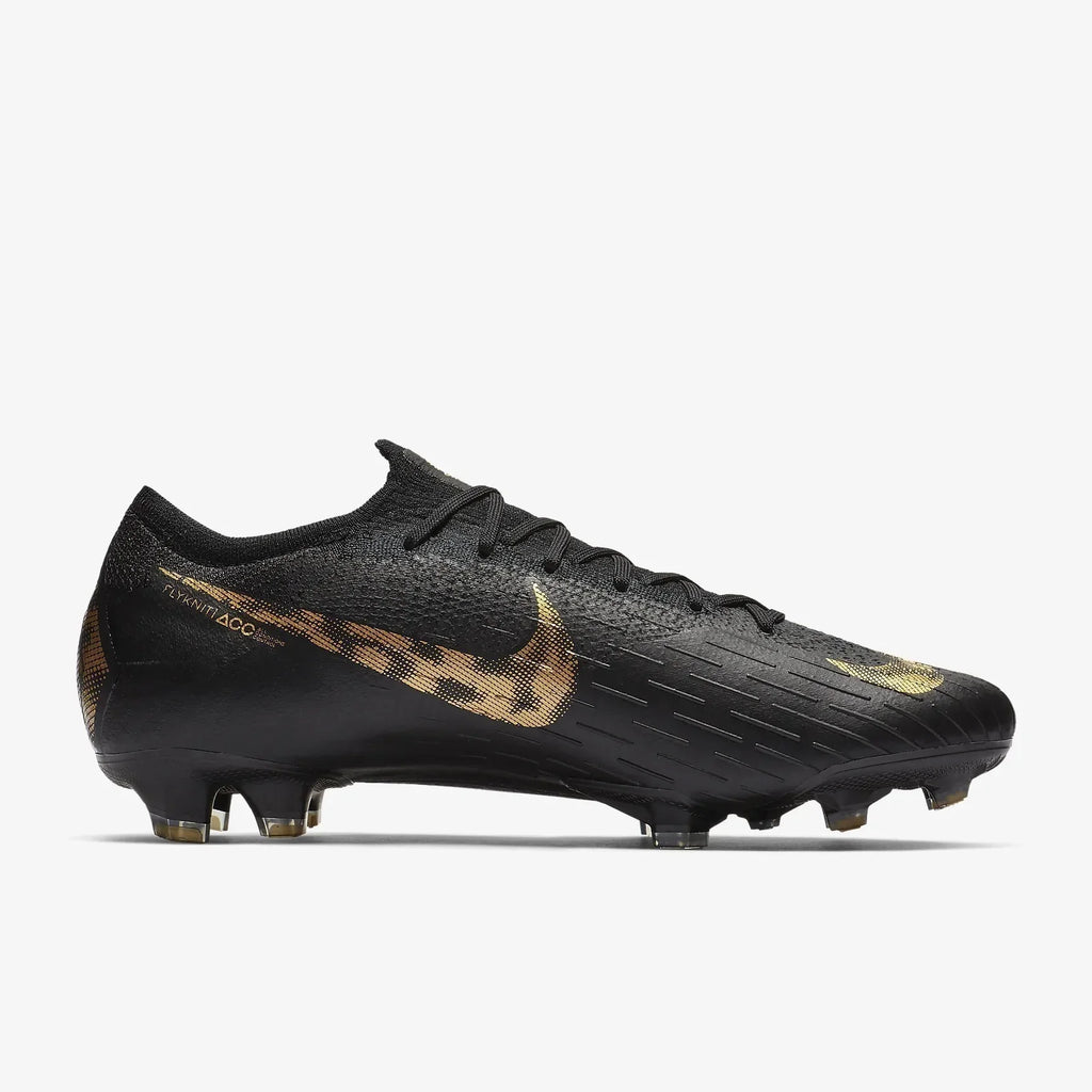 Nike Mercurial Vapor 12 Elite FG Firmj Ground Mens Soccer Cleats Black Metallic Vivid Gold