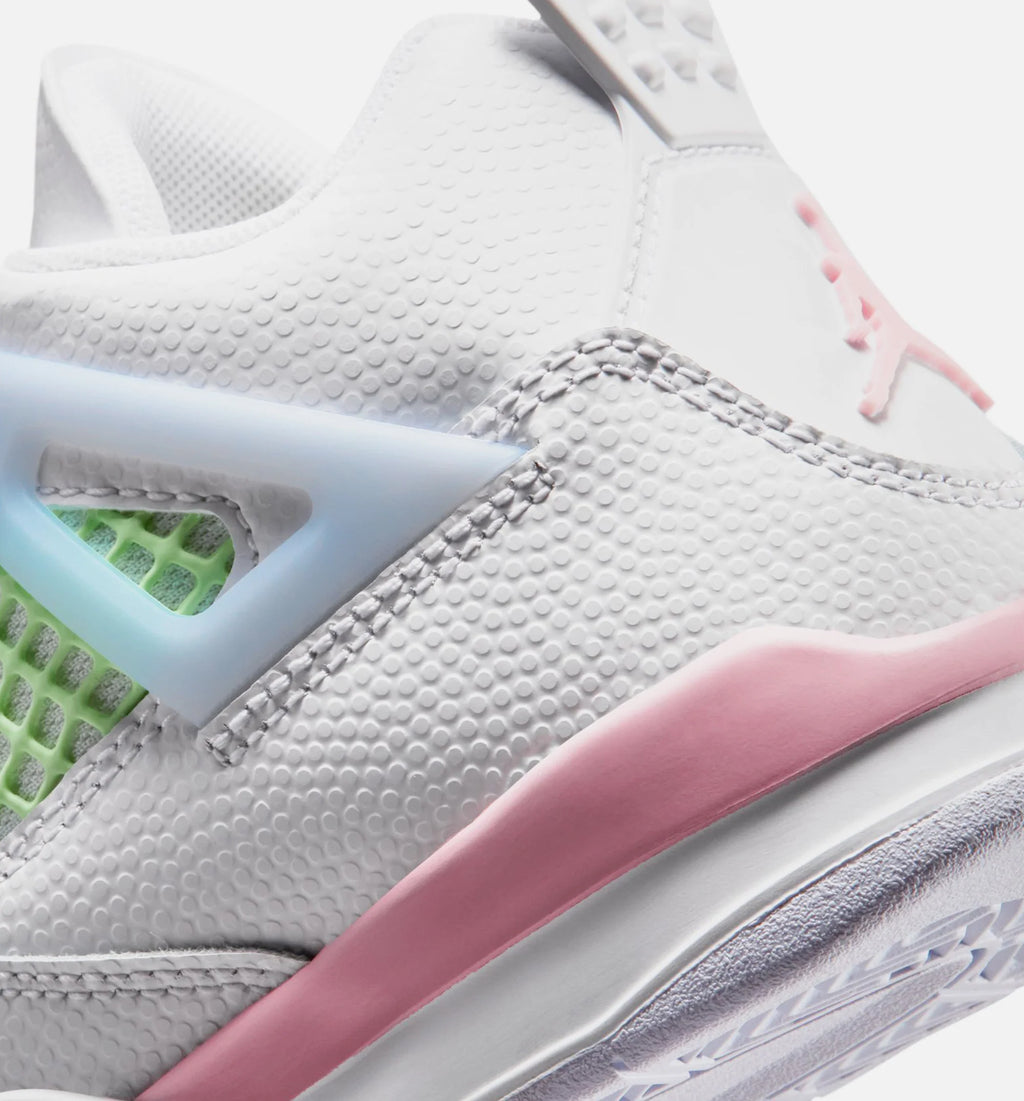 Air Jordan 4 Retro Medium Soft Pink Preschool Lifestyle Shoe White Medium Soft Pink Half Blue