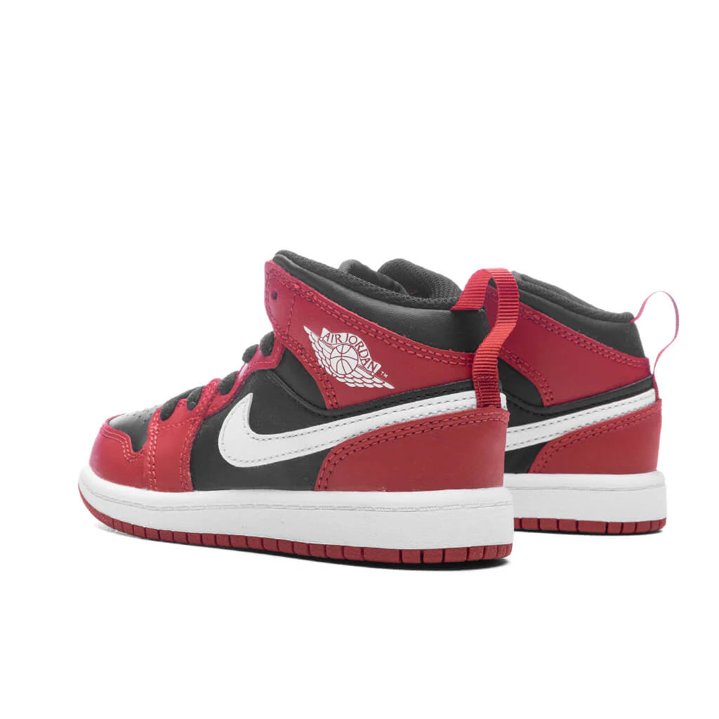 Jordan 1 Mid PS Black White Gym Red