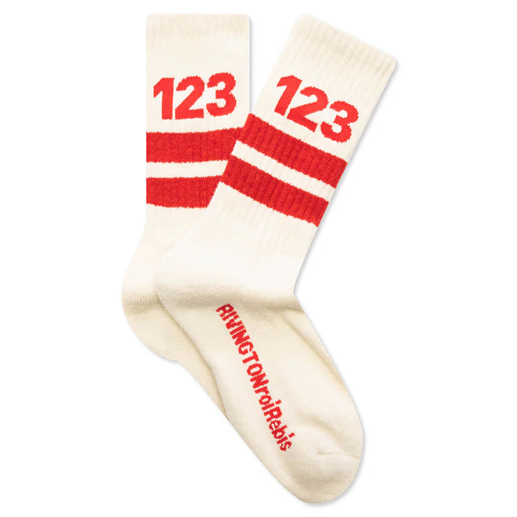 123 Socks Vintage White Red