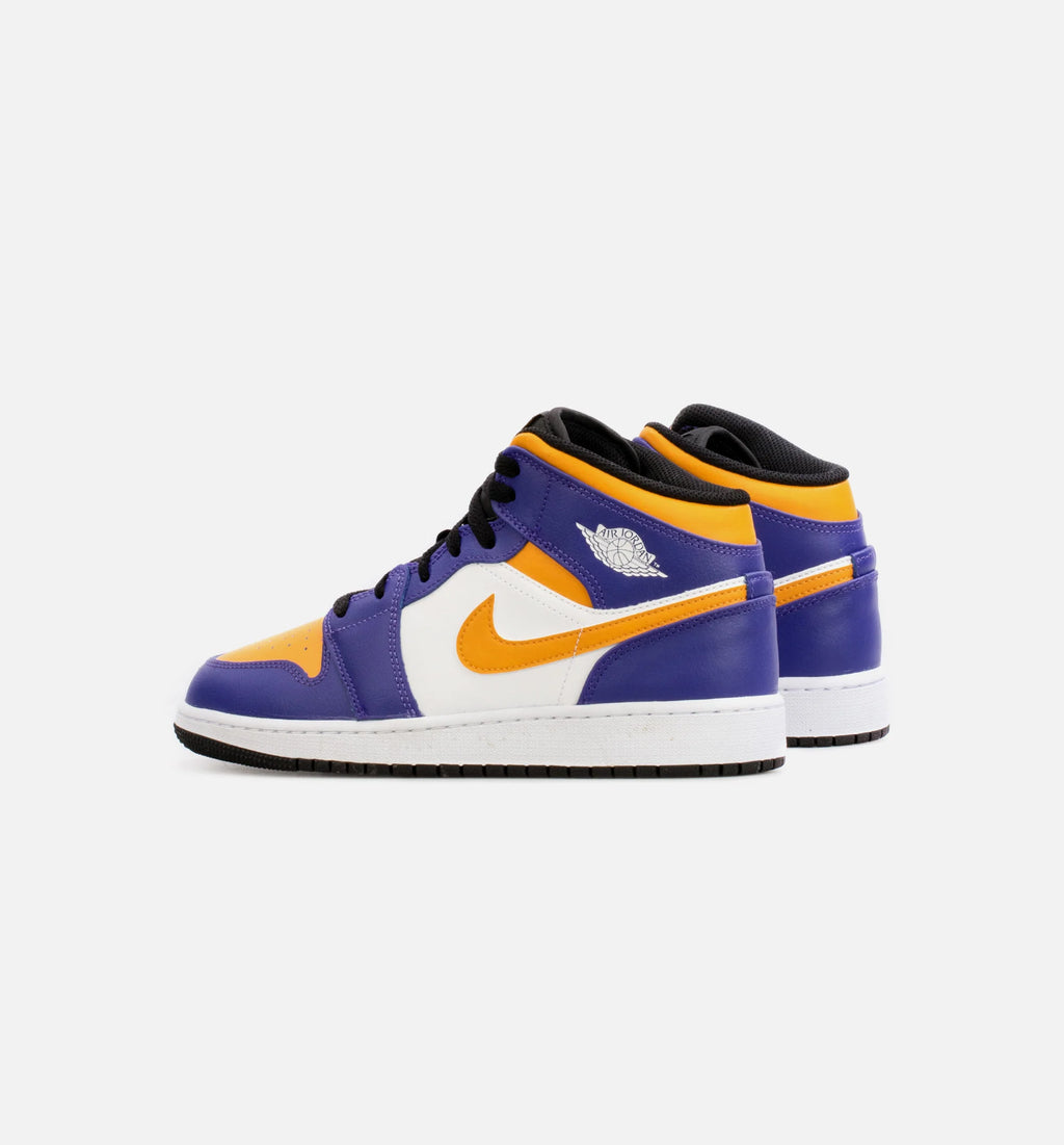 Air Jordan 1 Mid Grade School Lifestyle Shoe Purple Yellow