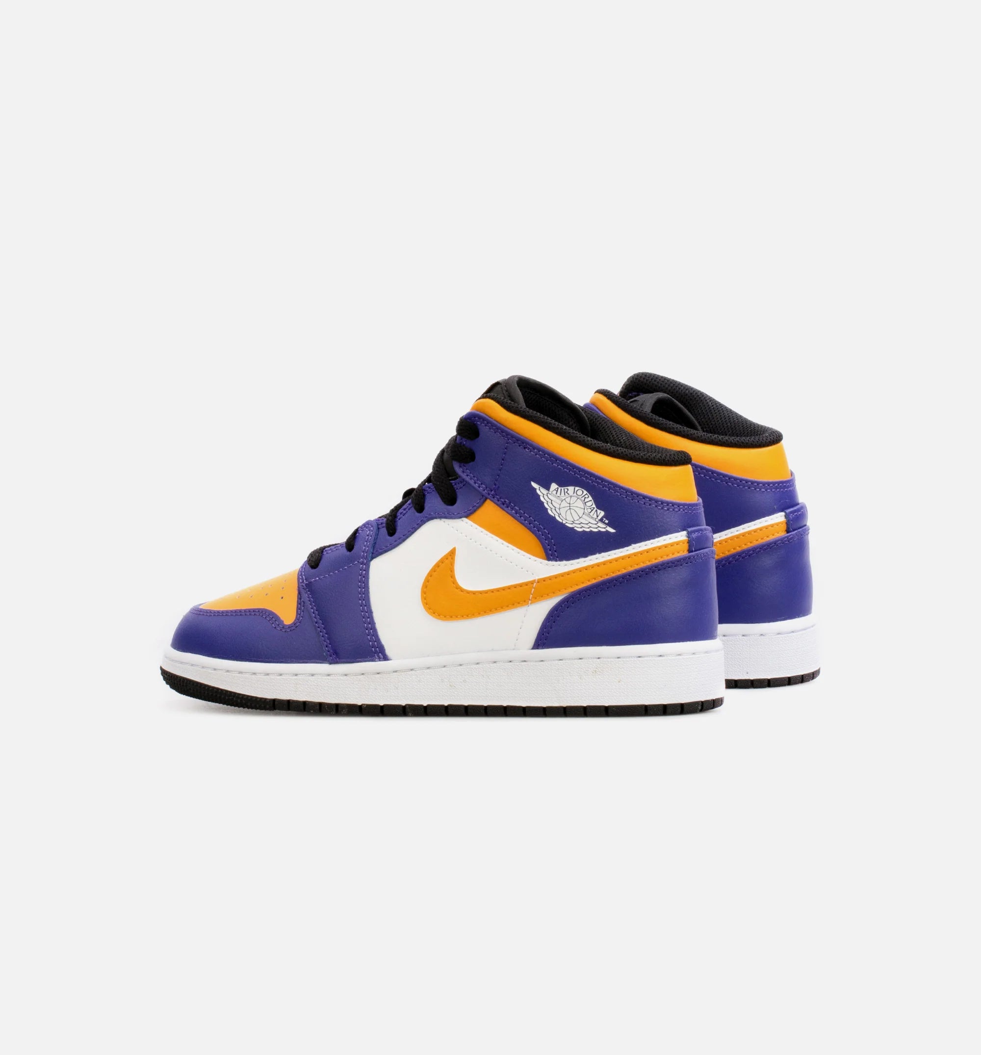 Air Jordan 1 Mid Grade School Lifestyle Shoe Purple Yellow