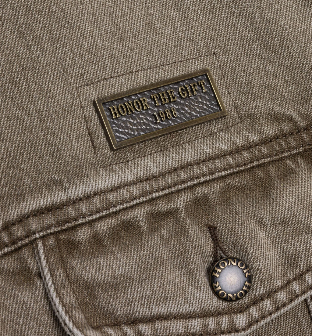 Washed Twill Trucker Mens Jacket Taupe