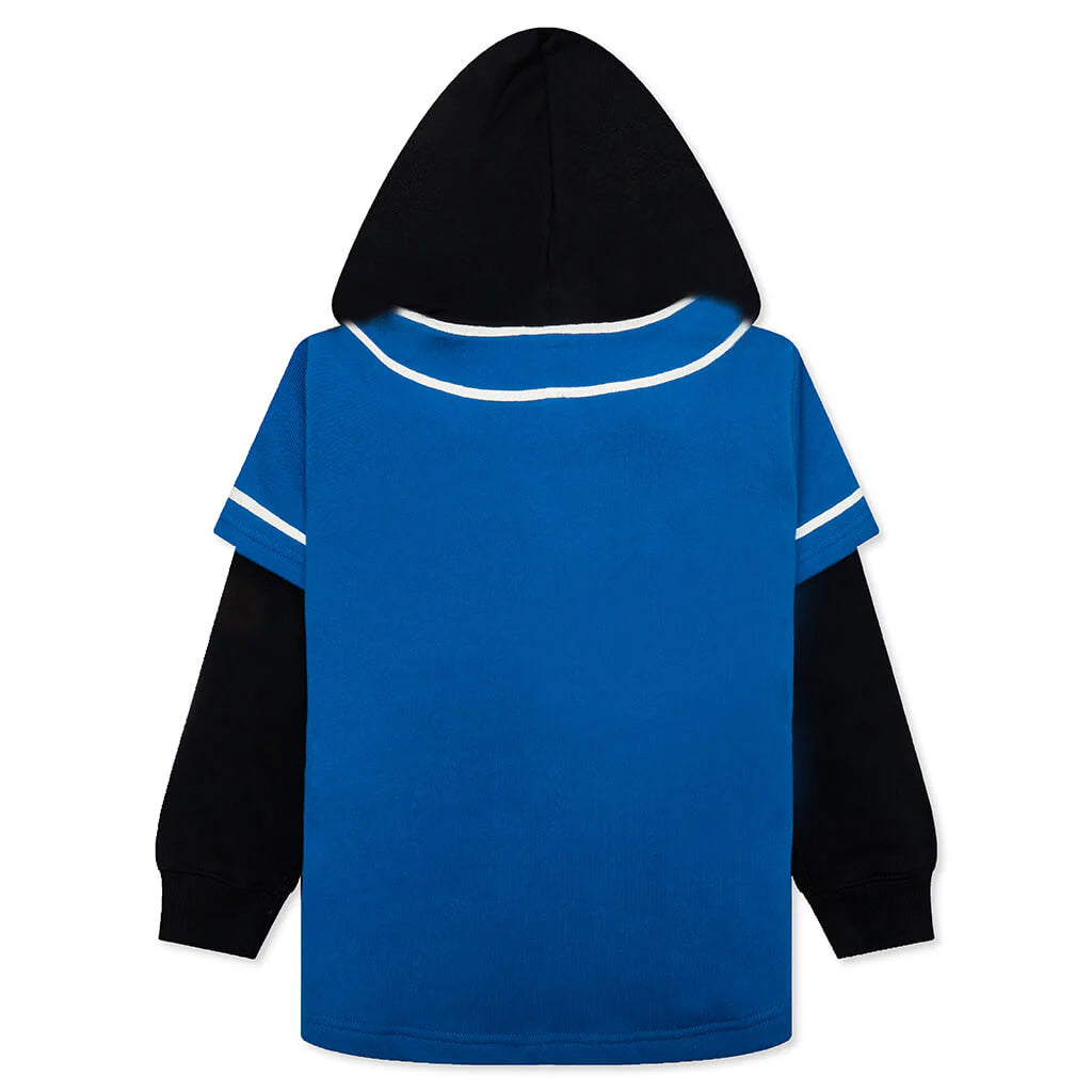 Kids Bape Logo Layered Baseball Sweatshirt Blue