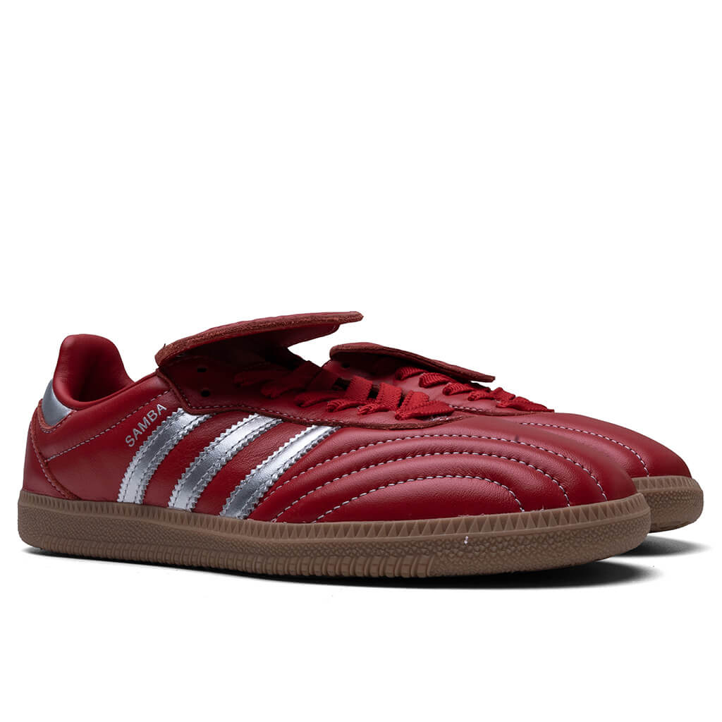 Womens Samba Long Tongue Better Scarlet Silver Metallic Gum