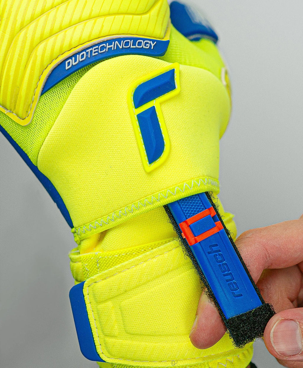 Reusch Attrakt Duo Ortho Tec Goalkeeper Gloves Fluo Yellow Blue