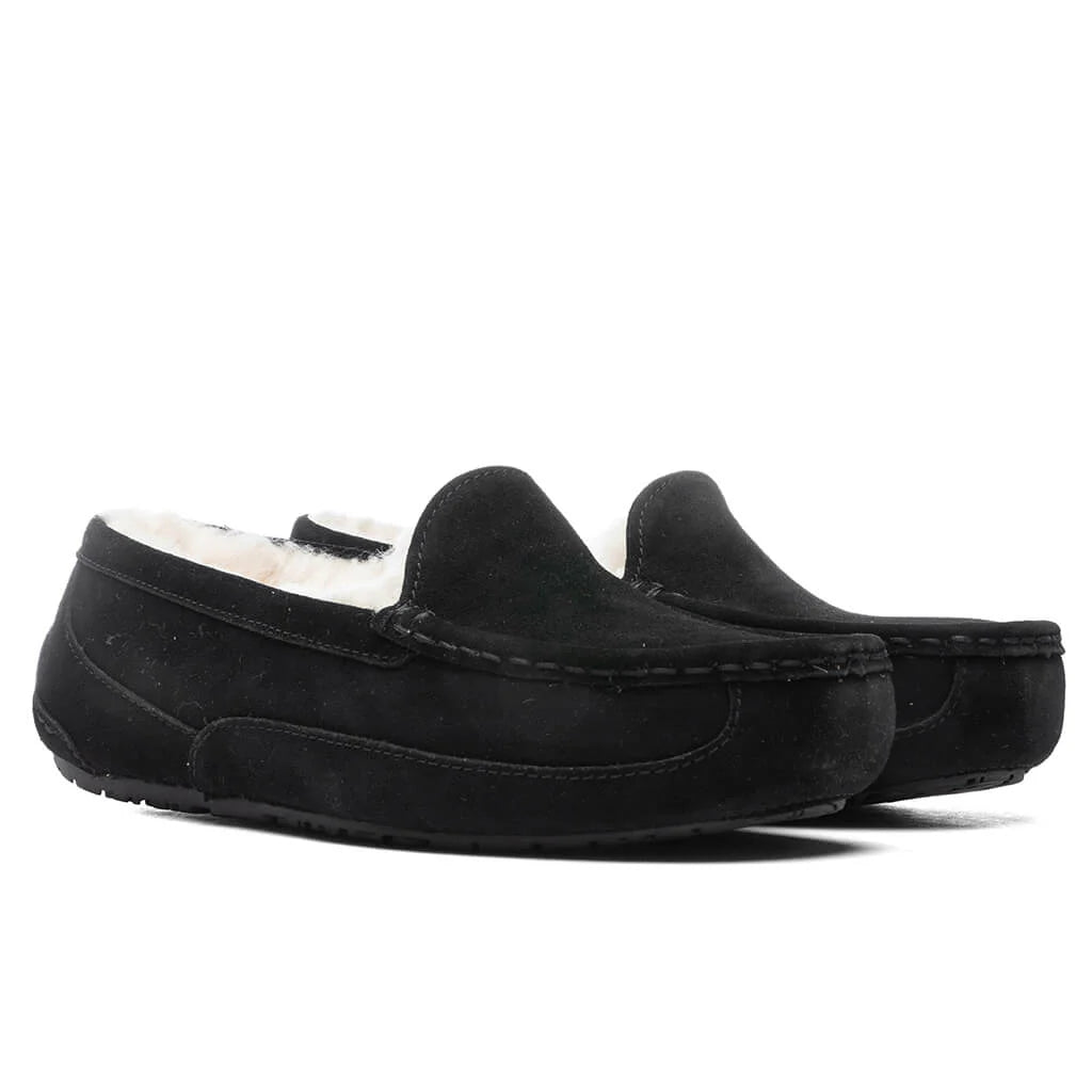 Kids Ascot Slipper Black Suede