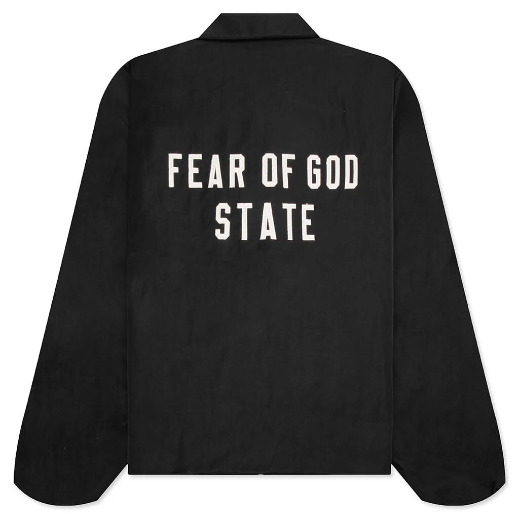 Textured Nylon Trucker Jacket Black