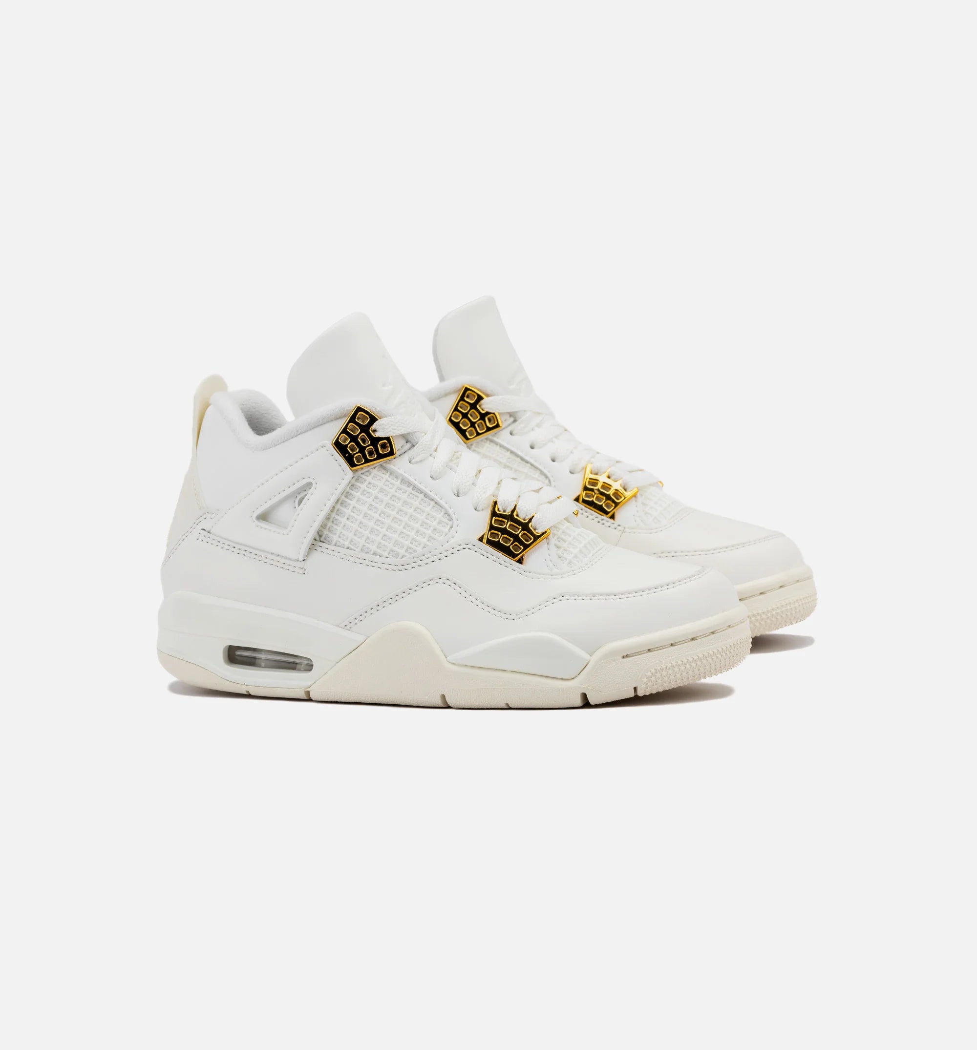 Air Jordan 4 Retro White and Gold Womens Lifestyle Shoe Sail Metallic Gold Black Limit One Per Customer
