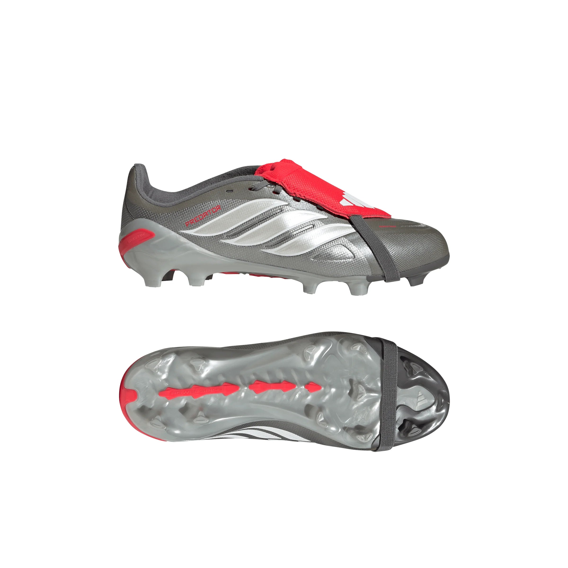 adidas Predator League Fold Over Tongue FG Youth Soccer Cleats Grey Red