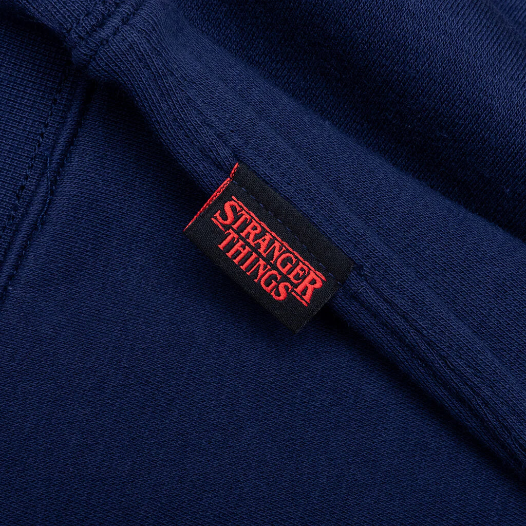 Nike x Stranger Things Fleece Crew Midnight Navy Soft Yellow