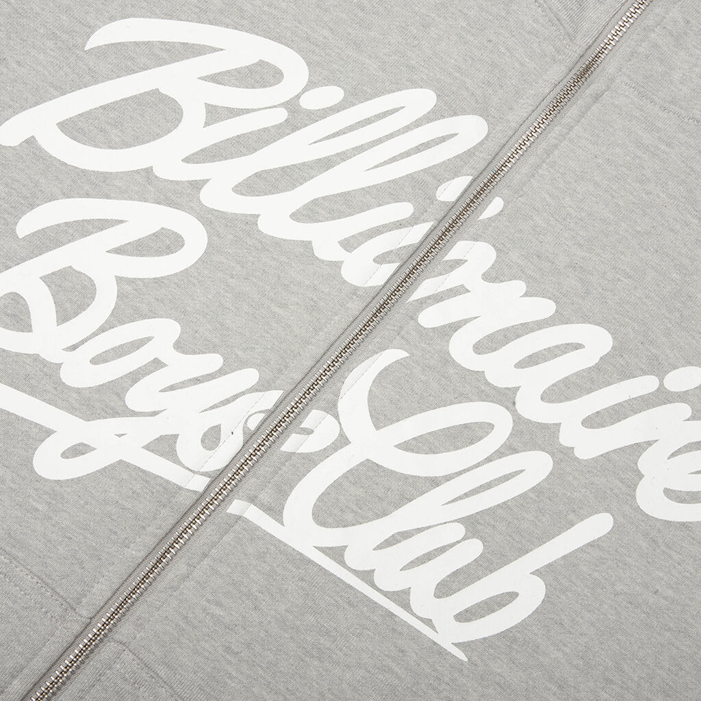 Script Zip Hoodie Heather Grey