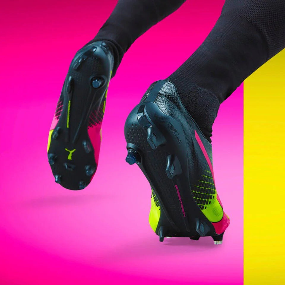 PUMA EvoSPEED SL II Tricks FG Firm Ground Soccer Cleats Pink Glo Safety Yellow