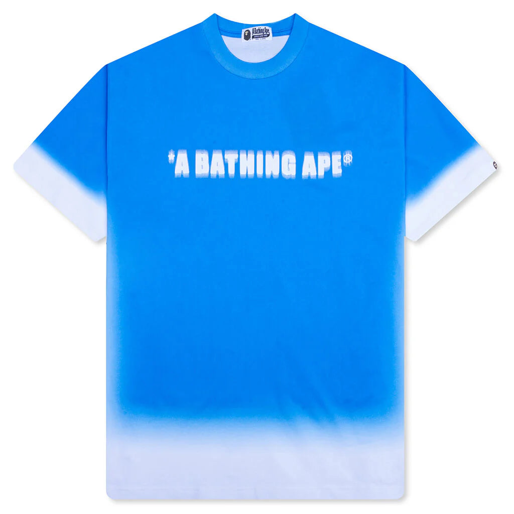 Spray Print Bathing Ape Logo Relaxed Fit Tee Blue