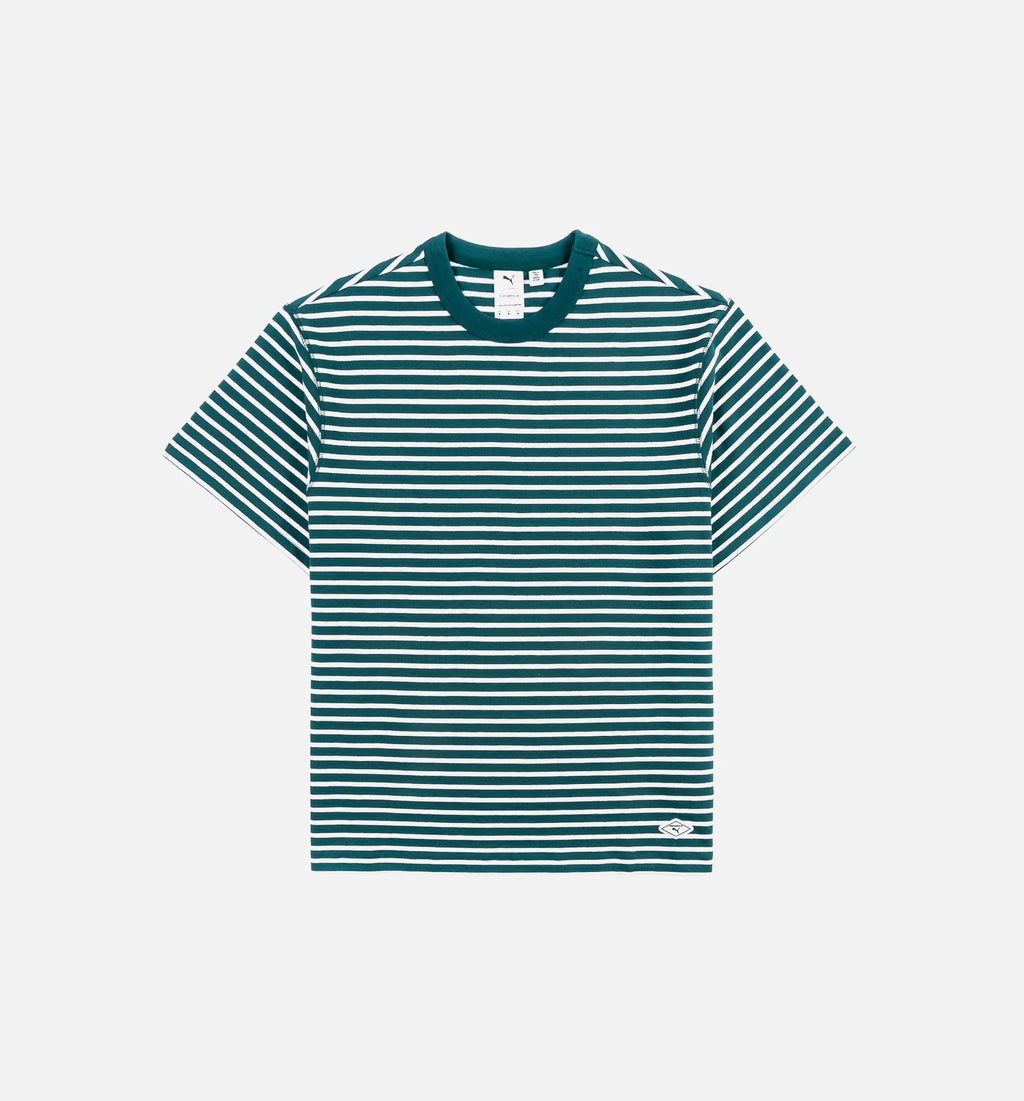 Nanamica Striped Mens Short Sleeve Shirt Green
