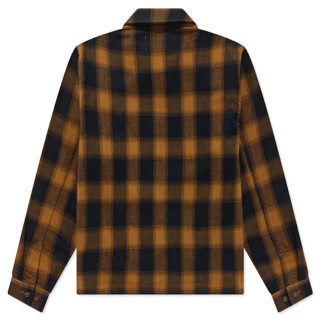 Brushed Flannel Shirt Jacket Orange Multi