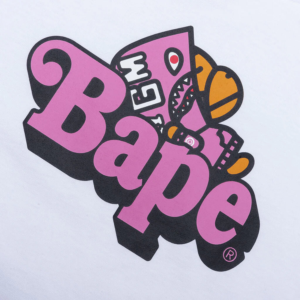 Kids Shark Milo on Bape Tee White Pink
