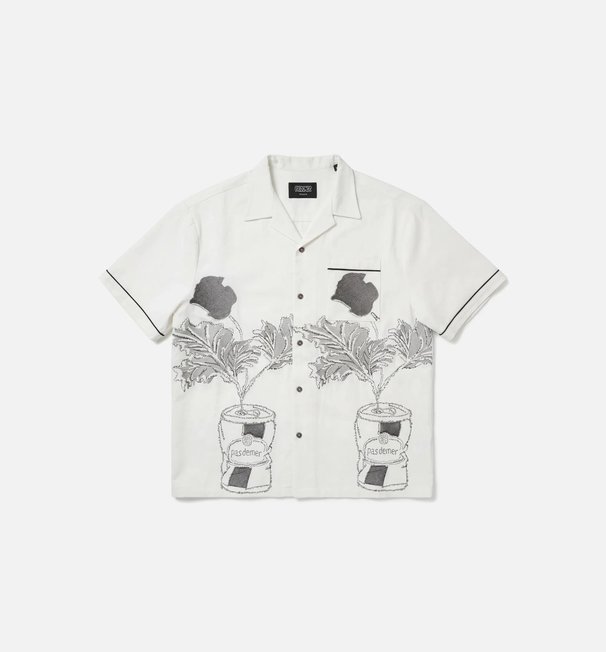 Lattina Mens Short Sleeve Shirt White Black