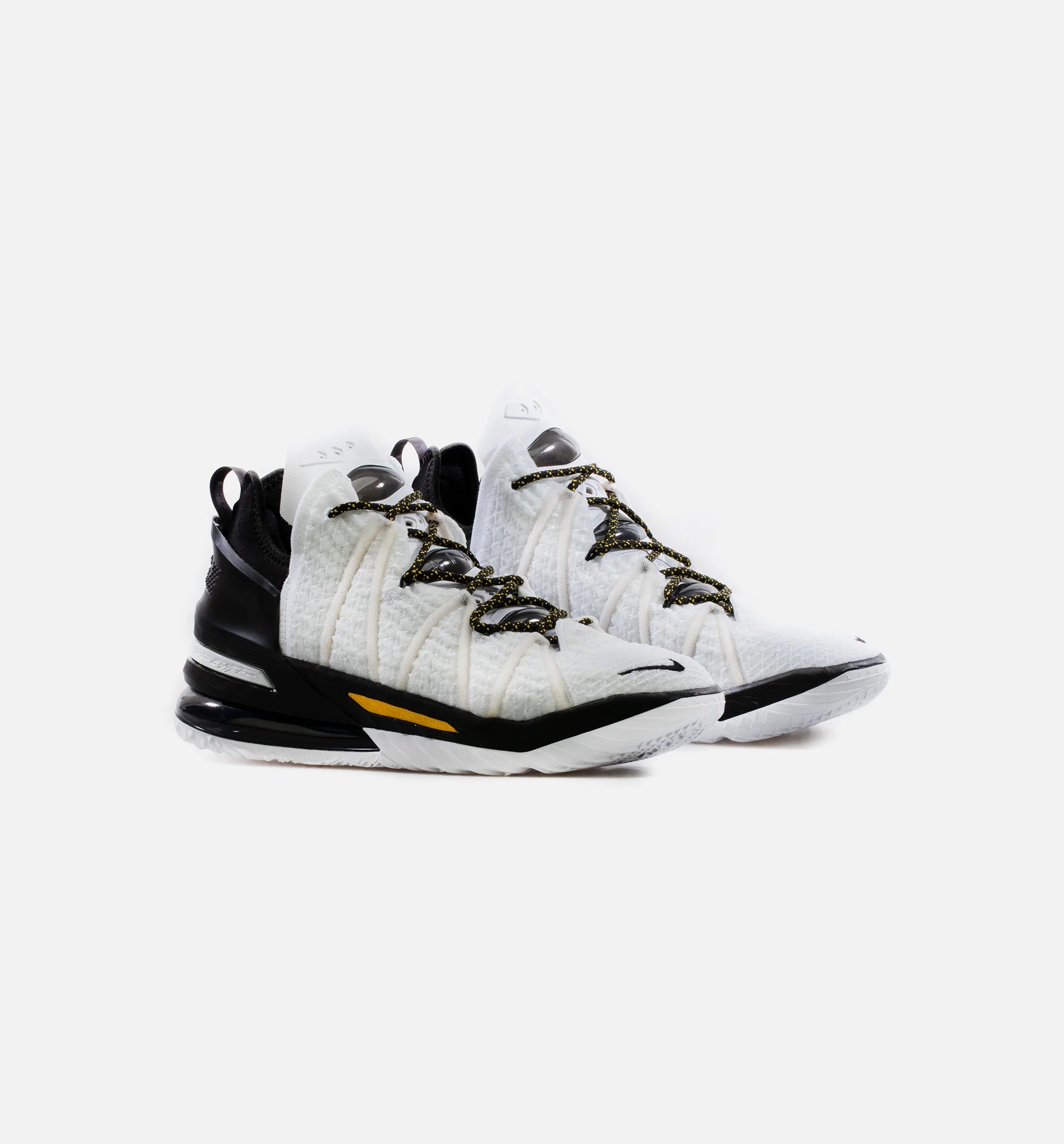Lebron 18 Home Mens Basketball Shoe White Black Yellow