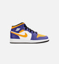 Air Jordan 1 Mid Grade School Lifestyle Shoe Purple Yellow
