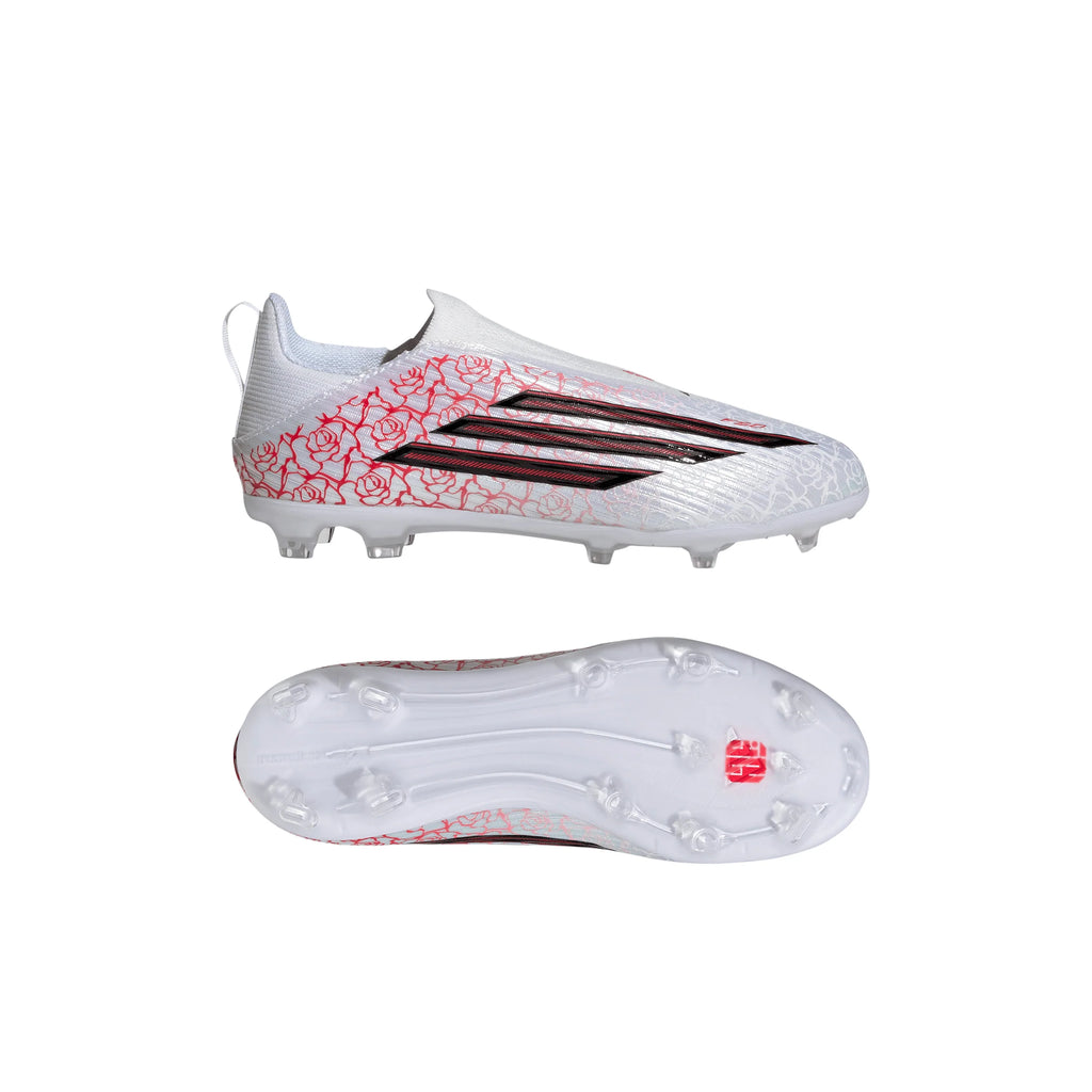 adidas F50 League Laceless FG Firm Ground Youth Soccer Cleats White Black Red