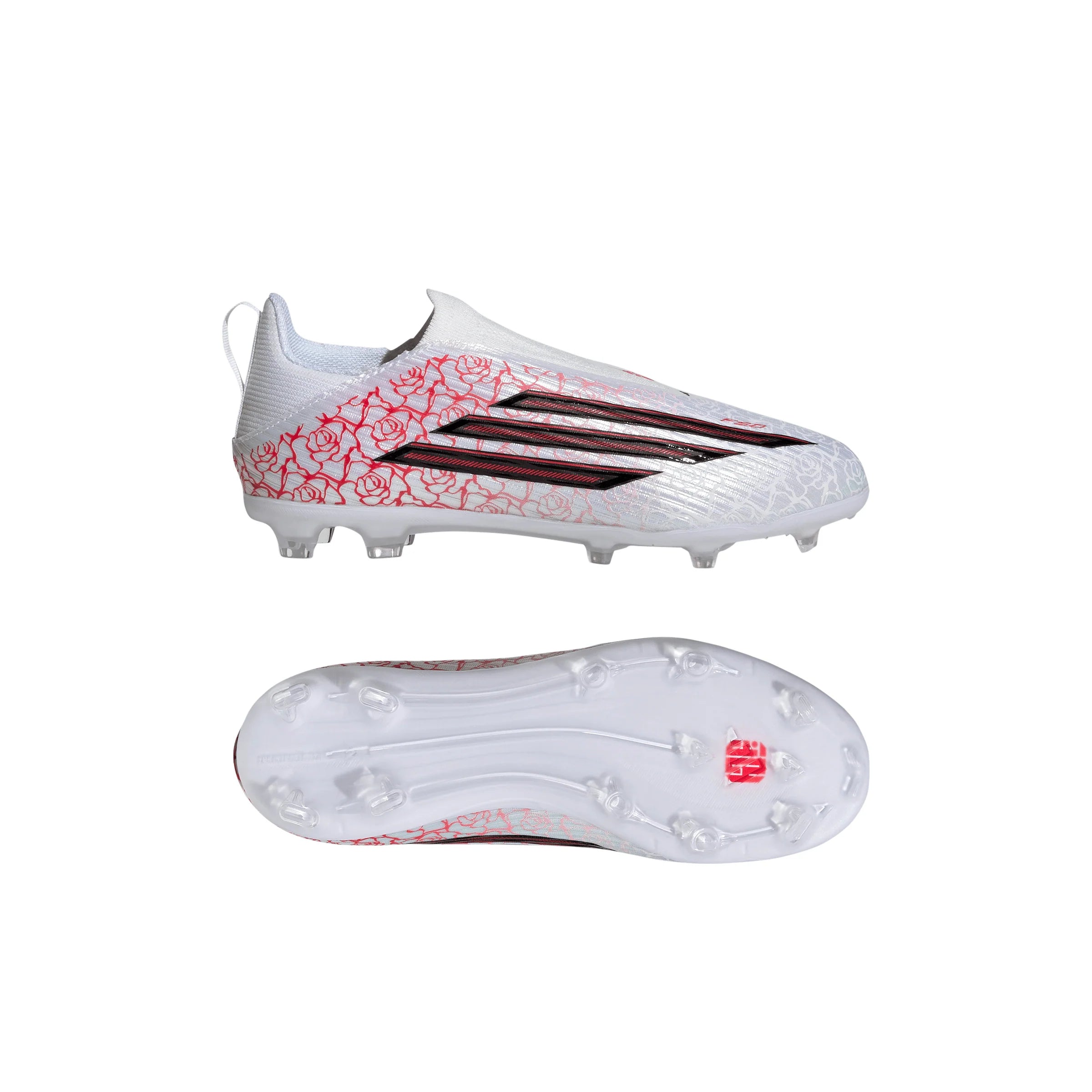 adidas F50 League Laceless FG Firm Ground Youth Soccer Cleats White Black Red