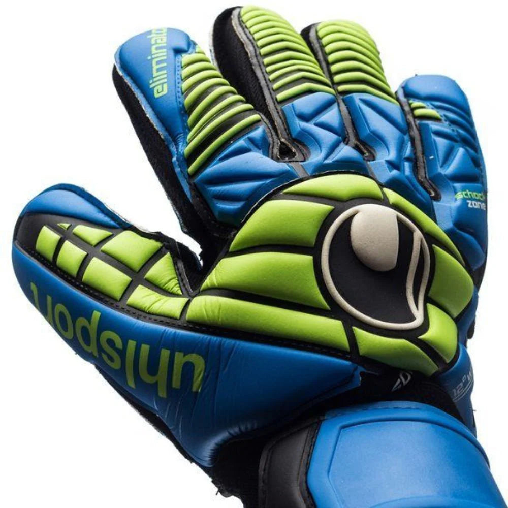 Uhlsport Eliminator Supersoft Goalkeeper Gloves Black Blue Power Green