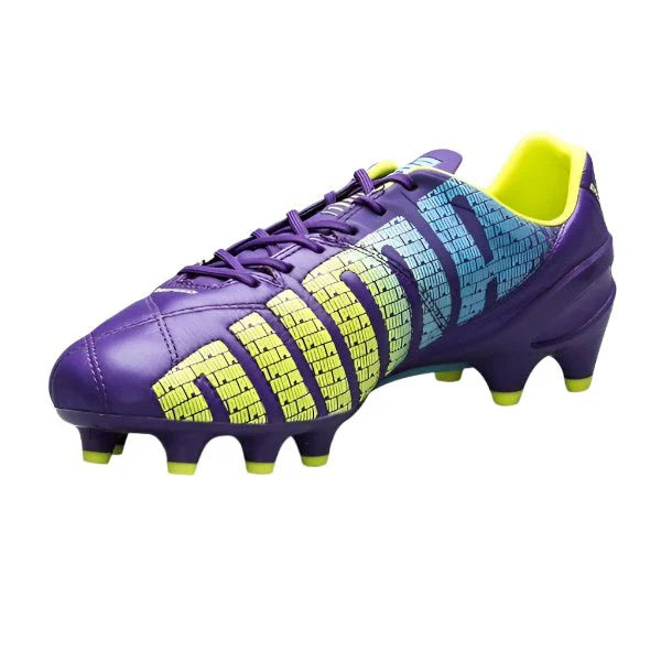 PUMA evoSPEED 13 Leather FG Firm Ground Soccer Cleats Purple Yellow
