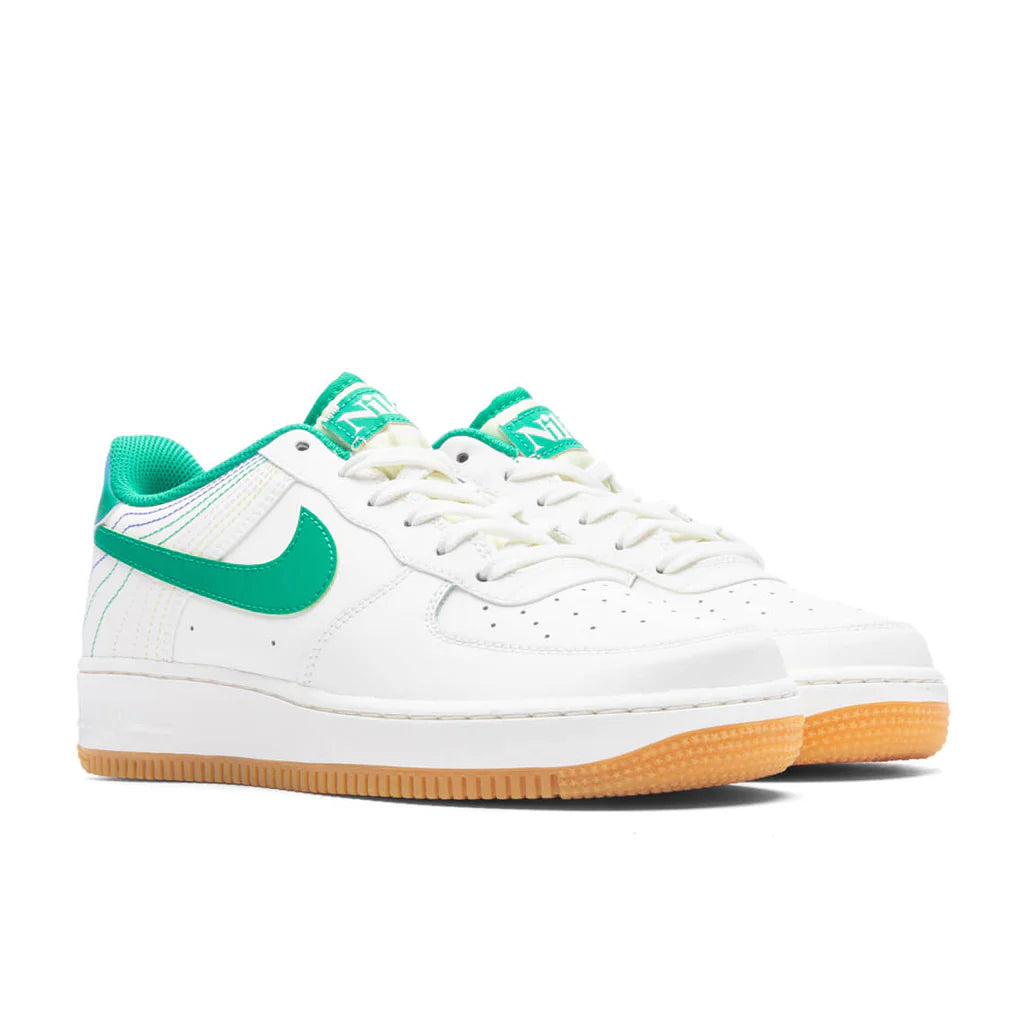 Air Force 1 GS Heel Stich Sail Stadium Green Med Soft Pink