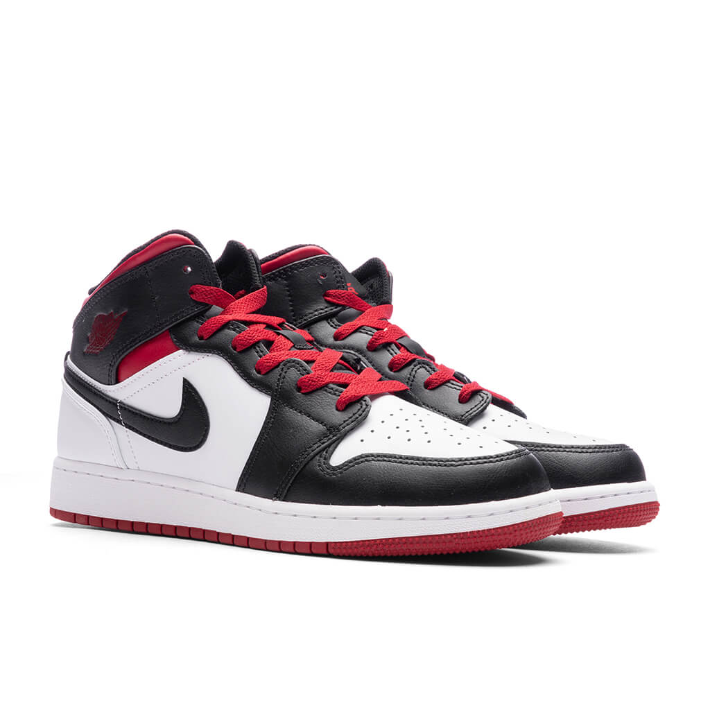 Air Jordan 1 Mid GS White Gym Red Black