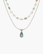 Waterdrop & Whimsical Romance Stone Necklace Set in Silver