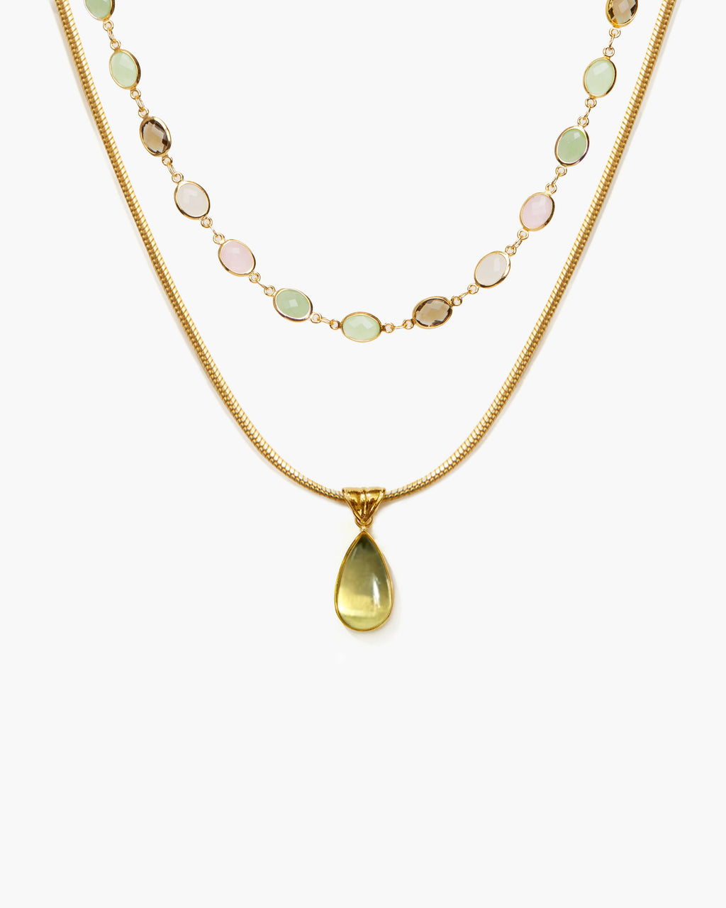 Waterdrop & Whimsical Romance Stone Necklace Set in Silver