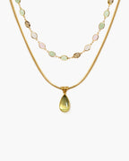 Waterdrop & Whimsical Romance Stone Necklace Set in Silver
