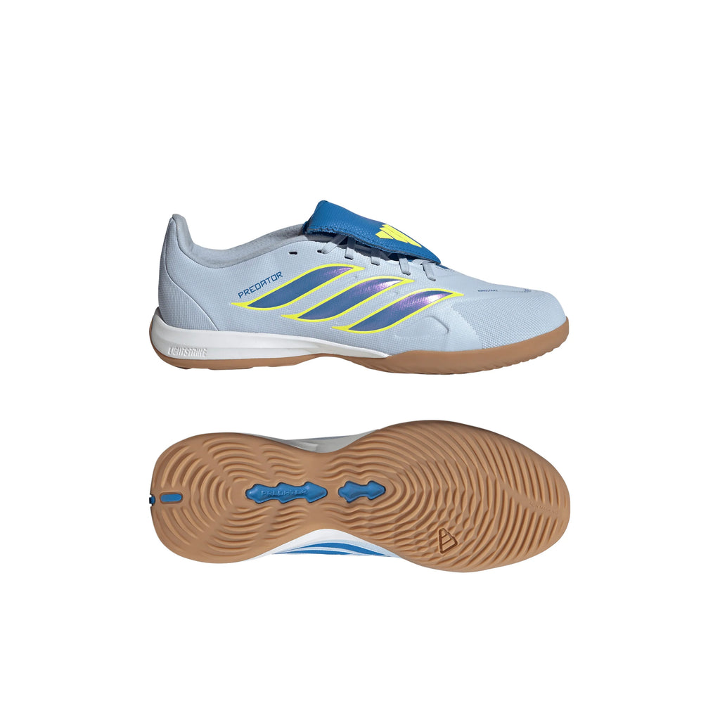 adidas Predator League Fold Over Tongue IN Indoor Youth Soccer Shoes Sky Blue Yellow