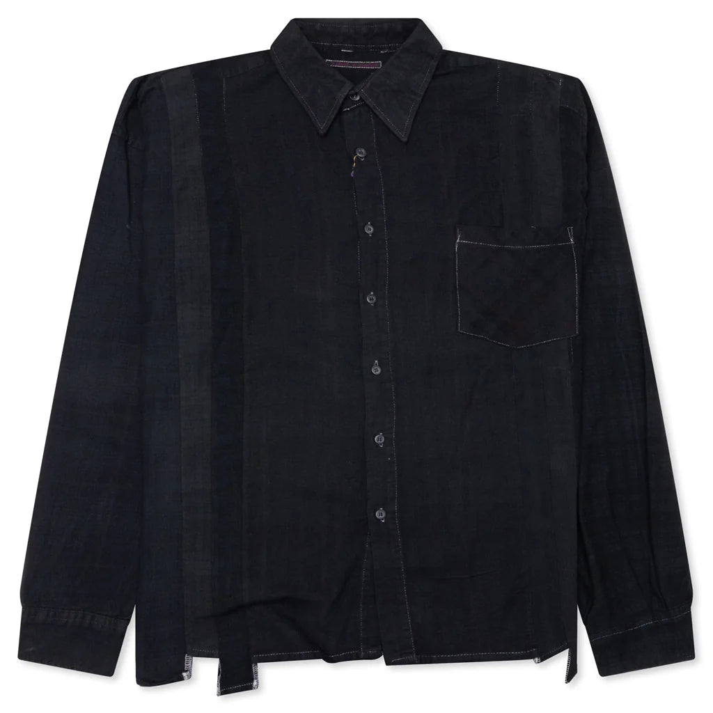 Over Dye 7 Cuts Wide Shirt Black