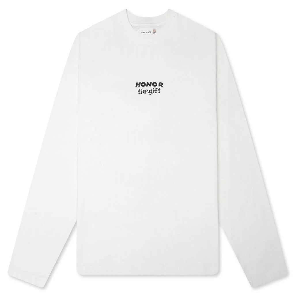 Running Shit L S Tee White