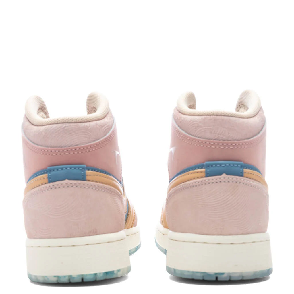 Air Jordan 1 Mid SS GS Zen Aegean Storm Hemp Pink Oxford