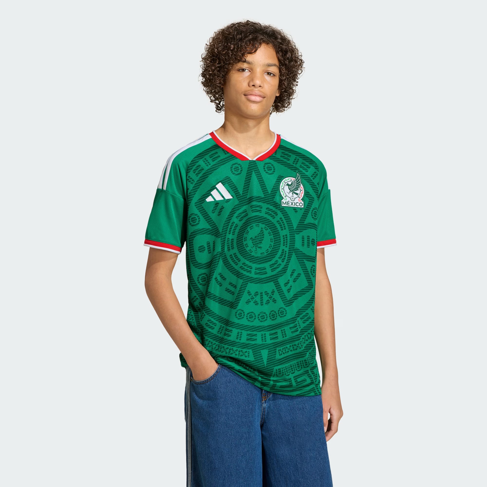 adidas Mexico Home Youth Soccer Jersey 26 Green