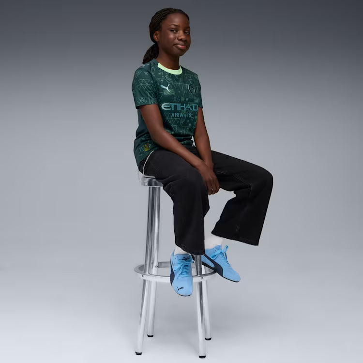 PUMA Manchester City 4th Youth Soccer Jersey 26 Green Terrain