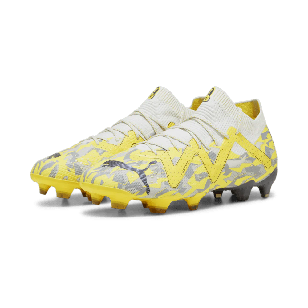 PUMA Future Ultimate FG AG Firm Ground Soccer Cleats Gray Asphalt Yellow